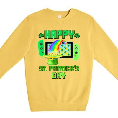 Happy St Patricks Day Retro Pixel Video Game Premium Crewneck Sweatshirt