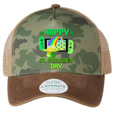 Happy St Patricks Day Retro Pixel Video Game Legacy Tie Dye Trucker Hat