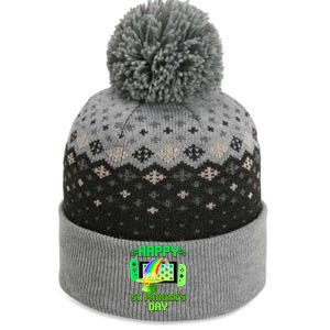 Happy St Patricks Day Retro Pixel Video Game The Baniff Cuffed Pom Beanie