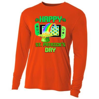 Happy St Patricks Day Retro Pixel Video Game Cooling Performance Long Sleeve Crew