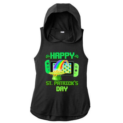 Happy St Patricks Day Retro Pixel Video Game Ladies PosiCharge Tri-Blend Wicking Draft Hoodie Tank