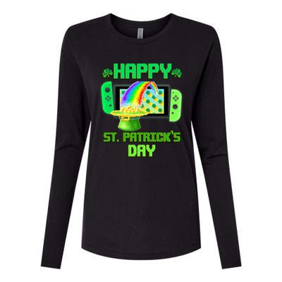 Happy St Patricks Day Retro Pixel Video Game Womens Cotton Relaxed Long Sleeve T-Shirt