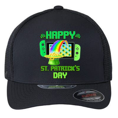 Happy St Patricks Day Retro Pixel Video Game Flexfit Unipanel Trucker Cap