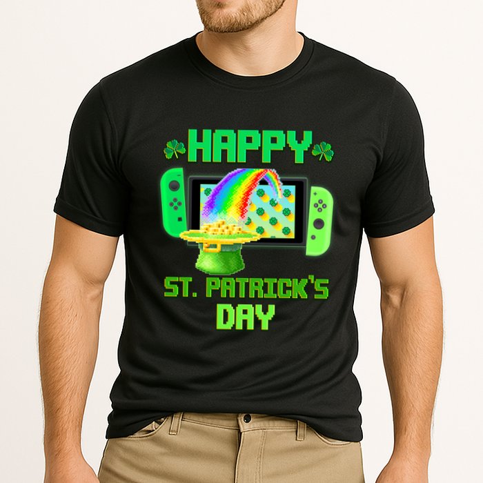 Happy St Patricks Day Retro Pixel Video Game Performance Shirt