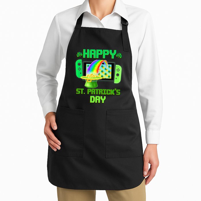 Happy St Patricks Day Retro Pixel Video Game Apron