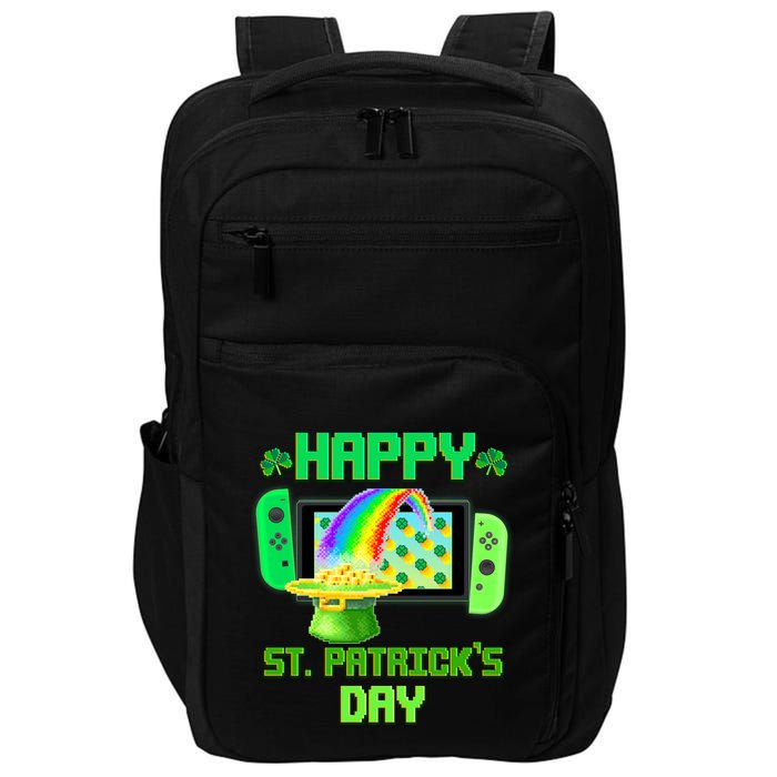 Happy St Patricks Day Retro Pixel Video Game Impact Tech Backpack