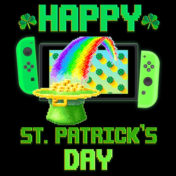 Happy St Patricks Day Retro Pixel Video Game 7-Panel Snapback Hat