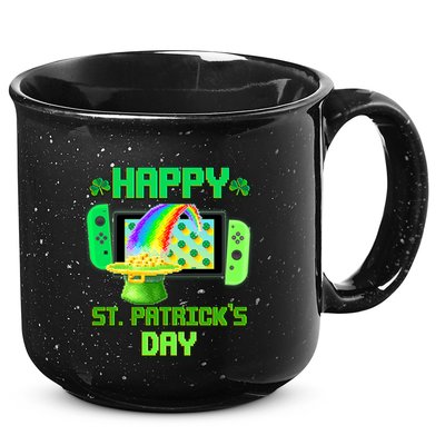 Happy St Patricks Day Retro Pixel Video Game 15oz Campfire Ceramic Mug