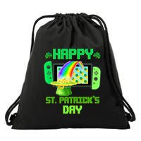 Happy St Patricks Day Retro Pixel Video Game Drawstring Bag