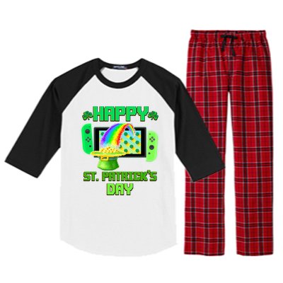 Happy St Patricks Day Retro Pixel Video Game Raglan Sleeve Pajama Set