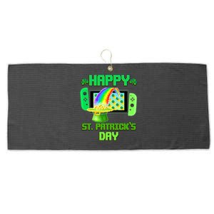 Happy St Patricks Day Retro Pixel Video Game Large Microfiber Waffle Golf Towel