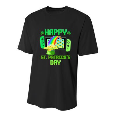 Happy St Patricks Day Retro Pixel Video Game Youth Performance Sprint T-Shirt