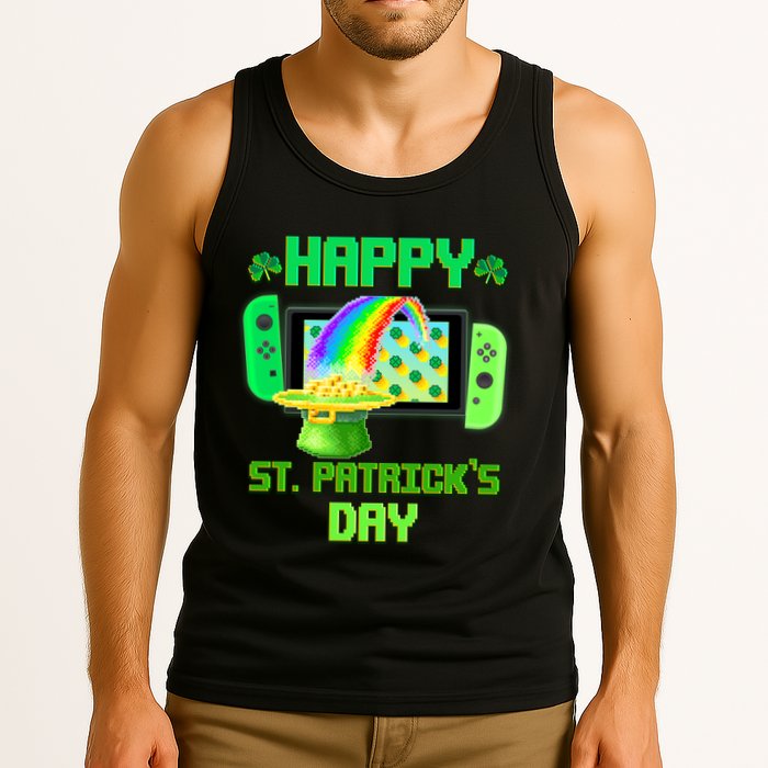 Happy St Patricks Day Retro Pixel Video Game Tank Top