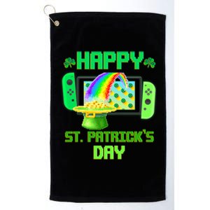 Happy St Patricks Day Retro Pixel Video Game Platinum Collection Golf Towel