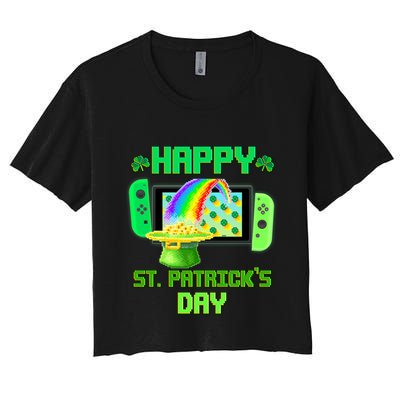 Happy St Patricks Day Retro Pixel Video Game Crop Top