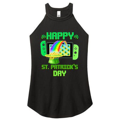 Happy St Patricks Day Retro Pixel Video Game Women's Perfect Tri Rocker Tank