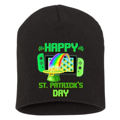 Happy St Patricks Day Retro Pixel Video Game Short Acrylic Beanie