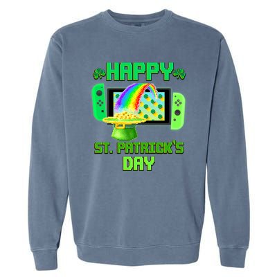 Happy St Patricks Day Retro Pixel Video Game Garment-Dyed Sweatshirt