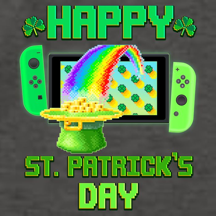 Happy St Patricks Day Retro Pixel Video Game Vector Backpack
