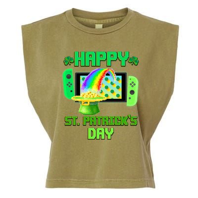 Happy St Patricks Day Retro Pixel Video Game Garment-Dyed Women's Muscle Tee