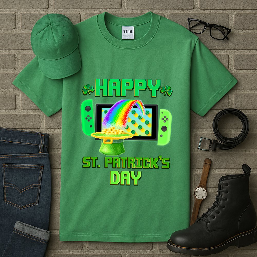 Happy St Patricks Day Retro Pixel Video Game Tall T-Shirt