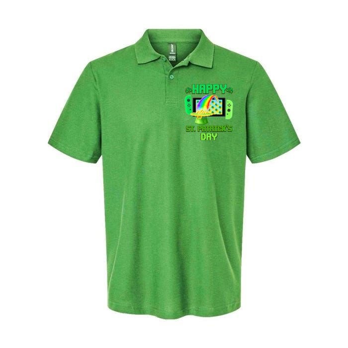 Happy St Patricks Day Retro Pixel Video Game Softstyle Adult Sport Polo