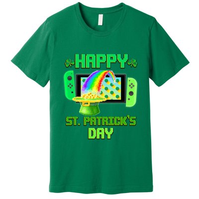 Happy St Patricks Day Retro Pixel Video Game Premium T-Shirt