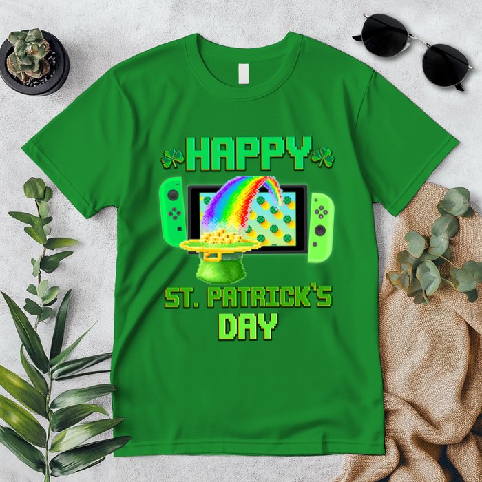 Happy St Patricks Day Retro Pixel Video Game Premium T-Shirt