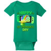 Happy St Patricks Day Retro Pixel Video Game Baby Bodysuit