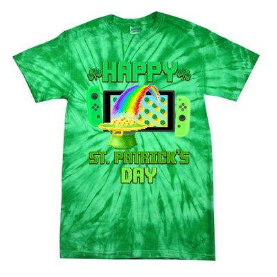 Happy St Patricks Day Retro Pixel Video Game Tie-Dye T-Shirt