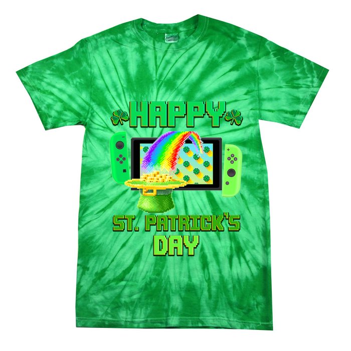Happy St Patricks Day Retro Pixel Video Game Tie-Dye T-Shirt