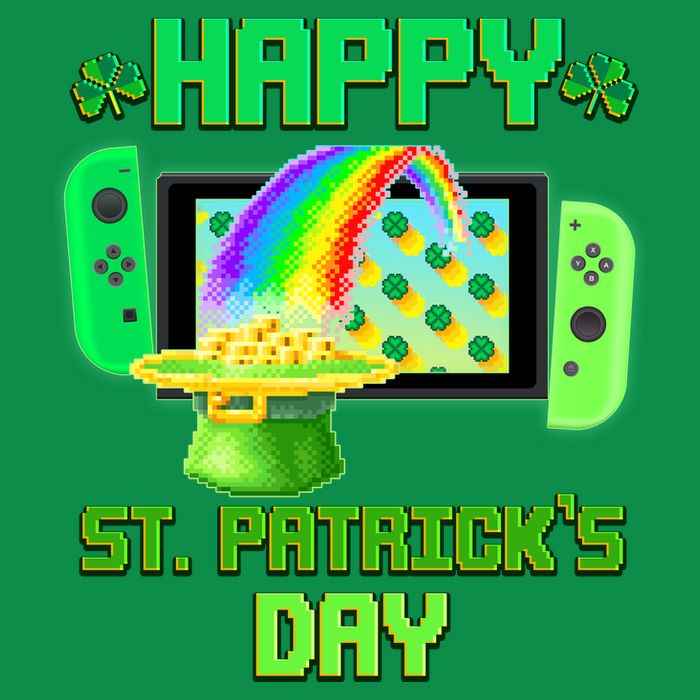 Happy St Patricks Day Retro Pixel Video Game Tie-Dye T-Shirt