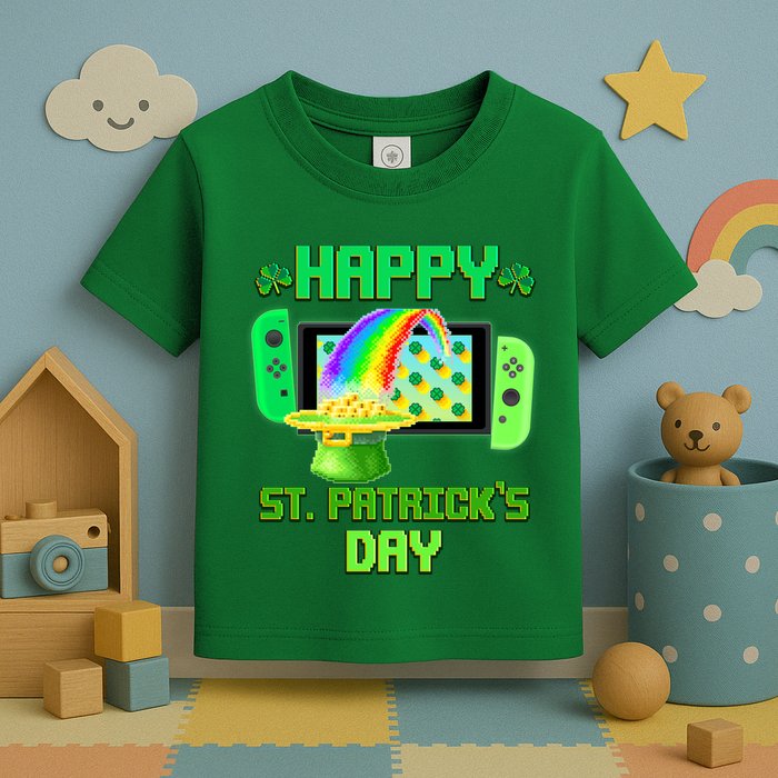 Happy St Patricks Day Retro Pixel Video Game Toddler T-Shirt
