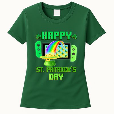 Happy St Patricks Day Retro Pixel Video Game Womens T-Shirt