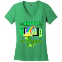 Happy St Patricks Day Retro Pixel Video Game Women's V-Neck T-Shirt