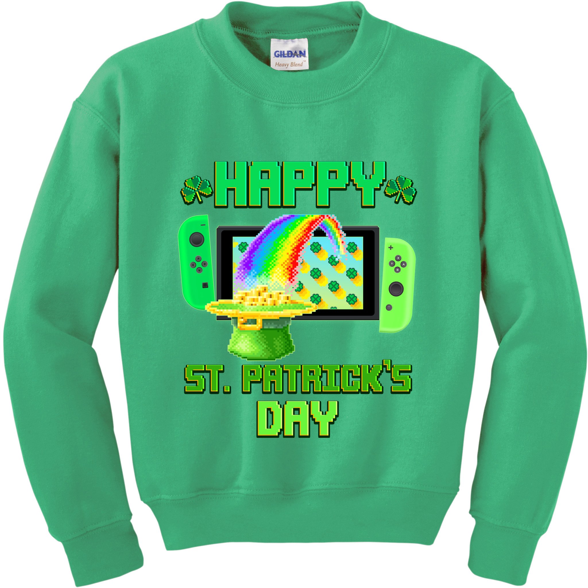 Happy St Patricks Day Retro Pixel Video Game Kids Sweatshirt