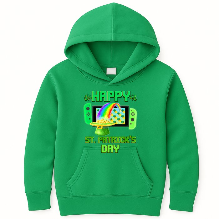 Happy St Patricks Day Retro Pixel Video Game Kids Hoodie