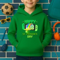Happy St Patricks Day Retro Pixel Video Game Kids Hoodie