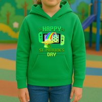 Happy St Patricks Day Retro Pixel Video Game Kids Hoodie