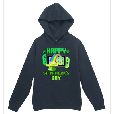 Happy St Patricks Day Retro Pixel Video Game Urban Pullover Hoodie