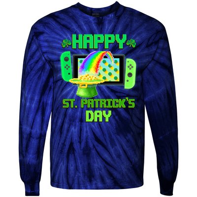 Happy St Patricks Day Retro Pixel Video Game Tie-Dye Long Sleeve Shirt