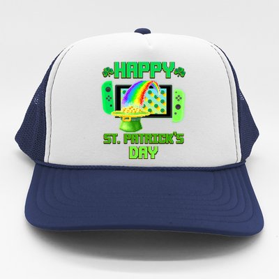 Happy St Patricks Day Retro Pixel Video Game Trucker Hat