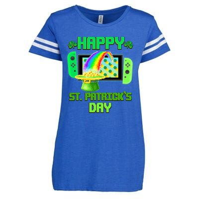 Happy St Patricks Day Retro Pixel Video Game Enza Ladies Jersey Football T-Shirt