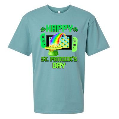 Happy St Patricks Day Retro Pixel Video Game Sueded Cloud Jersey T-Shirt