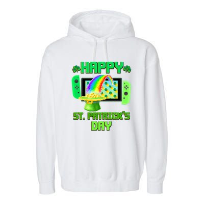 Happy St Patricks Day Retro Pixel Video Game Garment-Dyed Fleece Hoodie