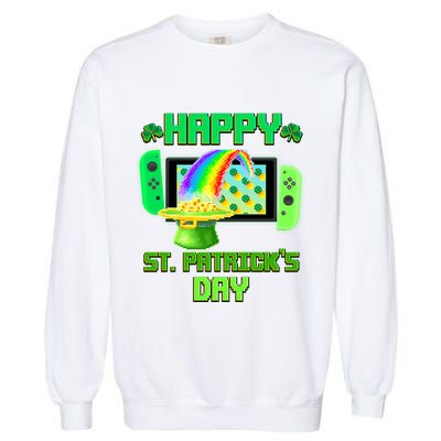 Happy St Patricks Day Retro Pixel Video Game Garment-Dyed Sweatshirt
