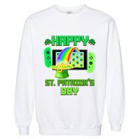 Happy St Patricks Day Retro Pixel Video Game Garment-Dyed Sweatshirt