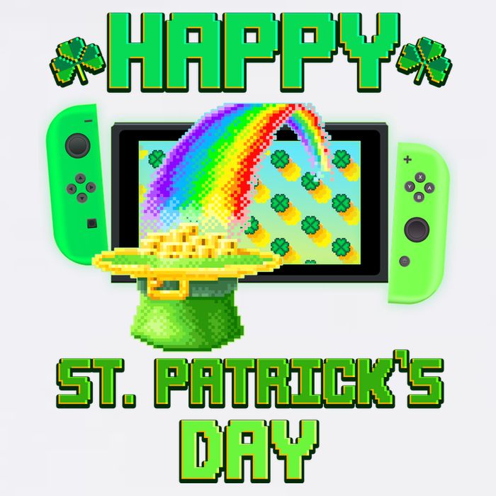 Happy St Patricks Day Retro Pixel Video Game Garment-Dyed Sweatshirt