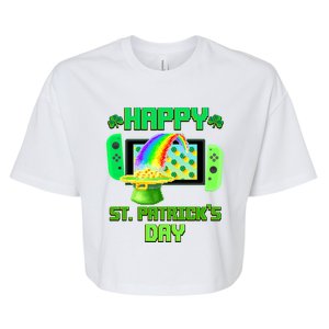 Happy St Patricks Day Retro Pixel Video Game Bella+Canvas Jersey Crop Tee