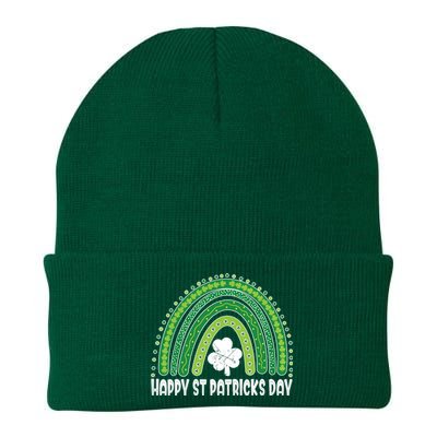 Happy St Patrick's Day Rainbow Irish Shamrock Leprechaun Knit Cap Winter Beanie